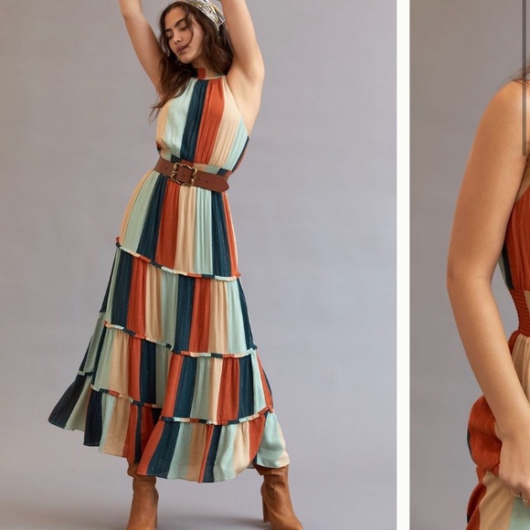 Anthropologie Dresses & Skirts - 🌟HP🌟Anthropologie NWT Farm Rio Colorblocked Shimmer Maxi dress Size XL.